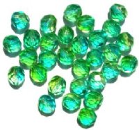 25 8mm Faceted Tri Tone Crystal/Lime/Turquoise Firepolish Beads